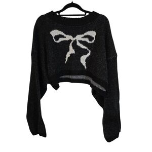 Urban Outfitters Black Sweater with White Bow With Shorts Top Small Bottom XL